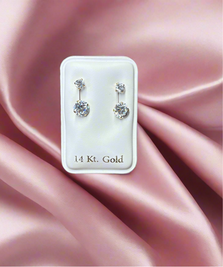 Real gold curb earrings , diamond style 