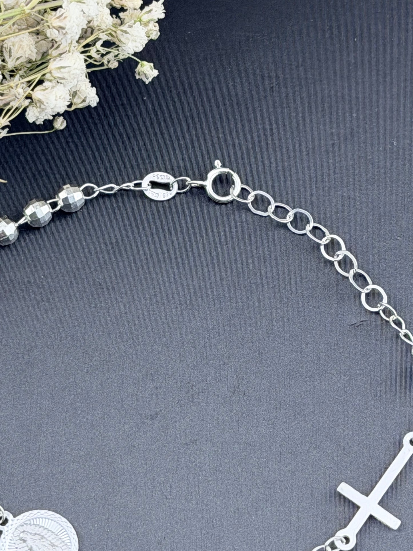 Silver .925 Rosary bracelet | sterling silver bracelet with cross