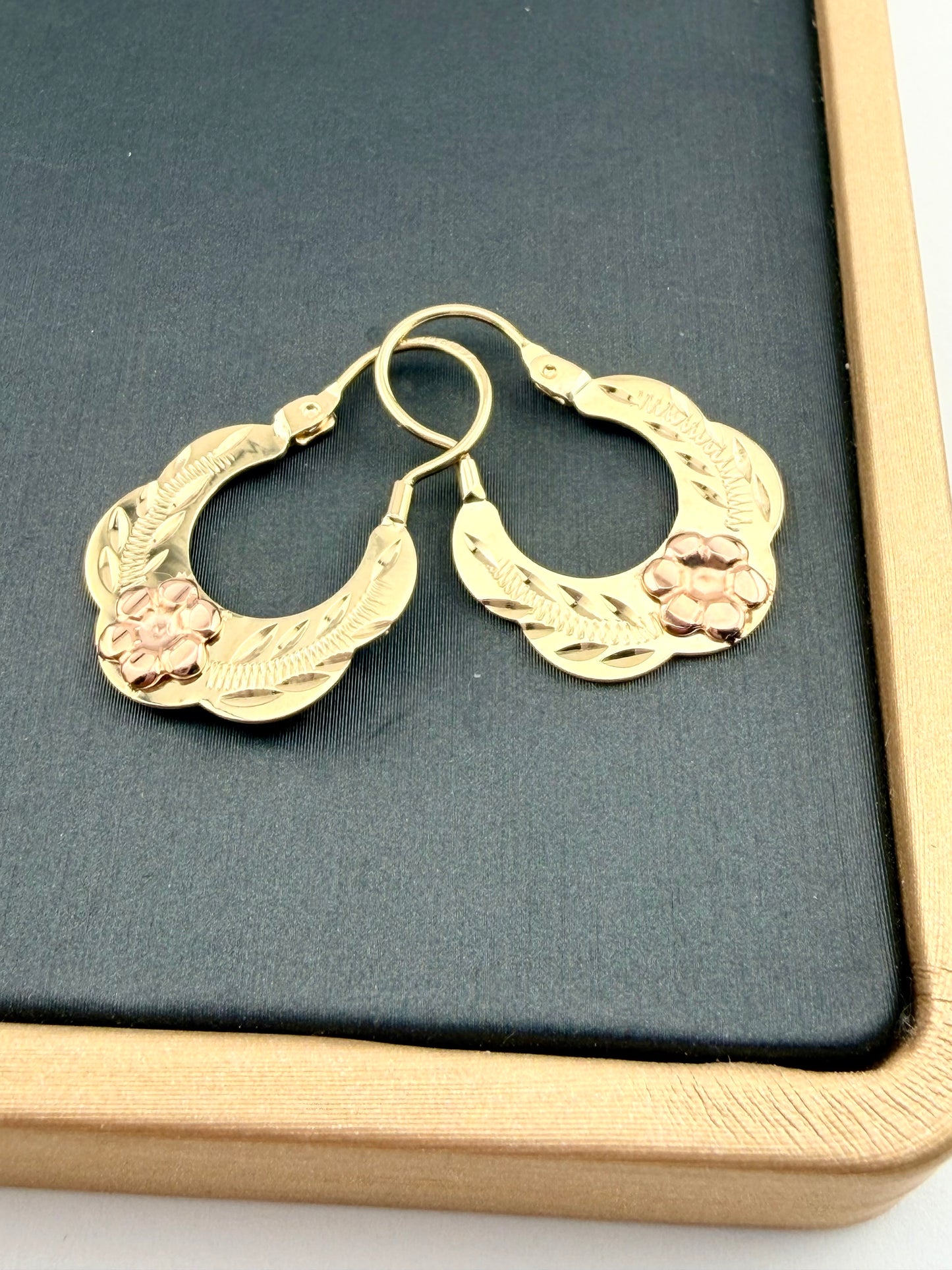 10kt Gold hoop earrings | Basket hoops real gold | Mexican gold jewelry