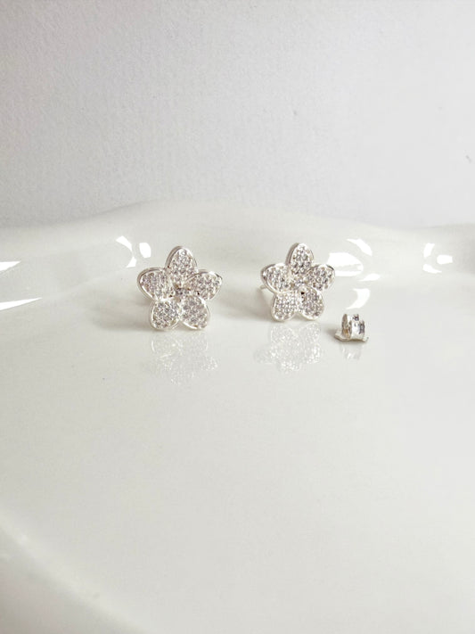 Silver 925 flower earrings studs
