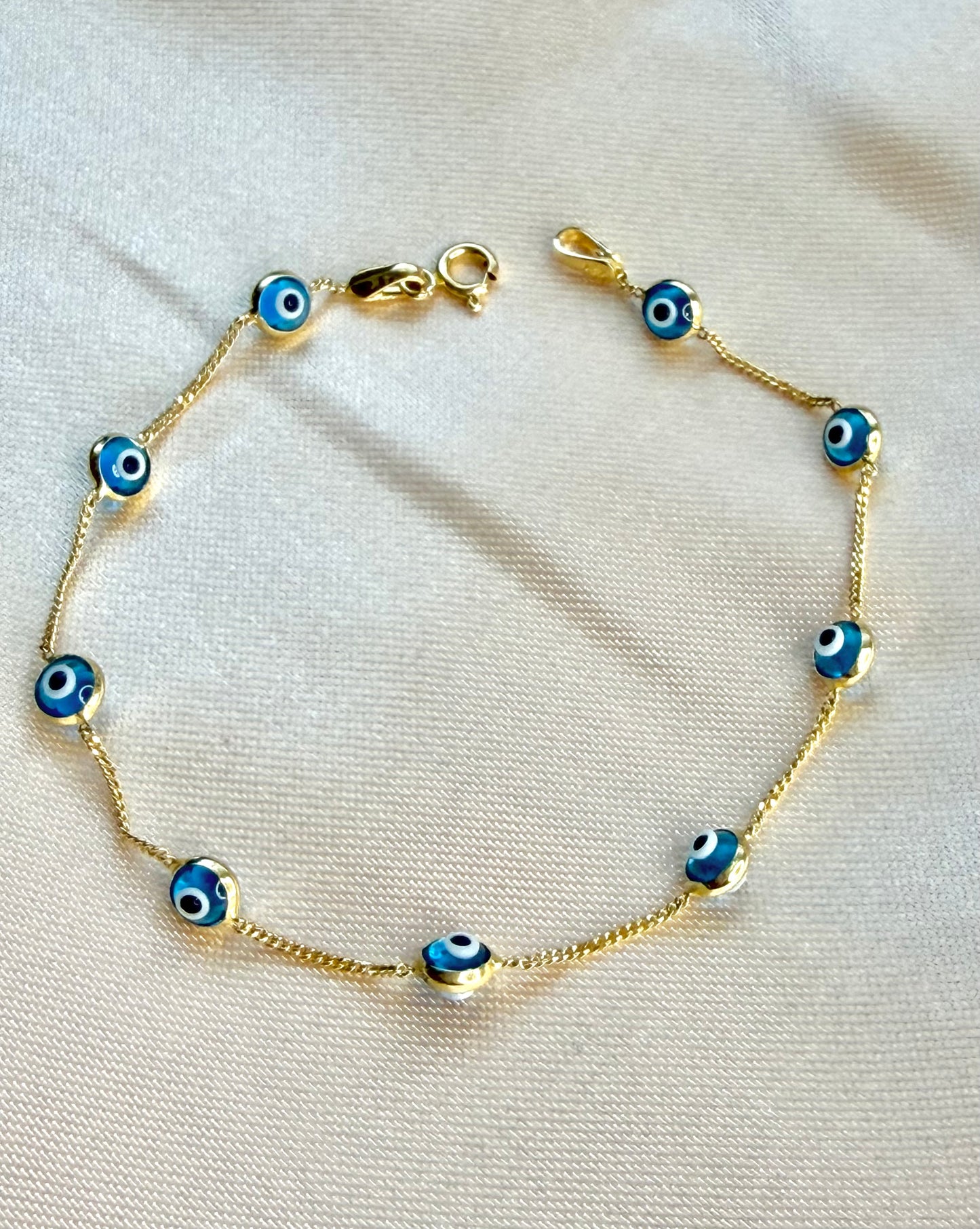 Gold 14k evil eye bracelet - Blue eye