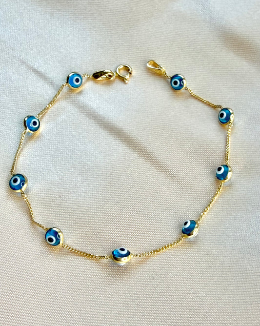 Gold 14k evil eye bracelet - Blue eye