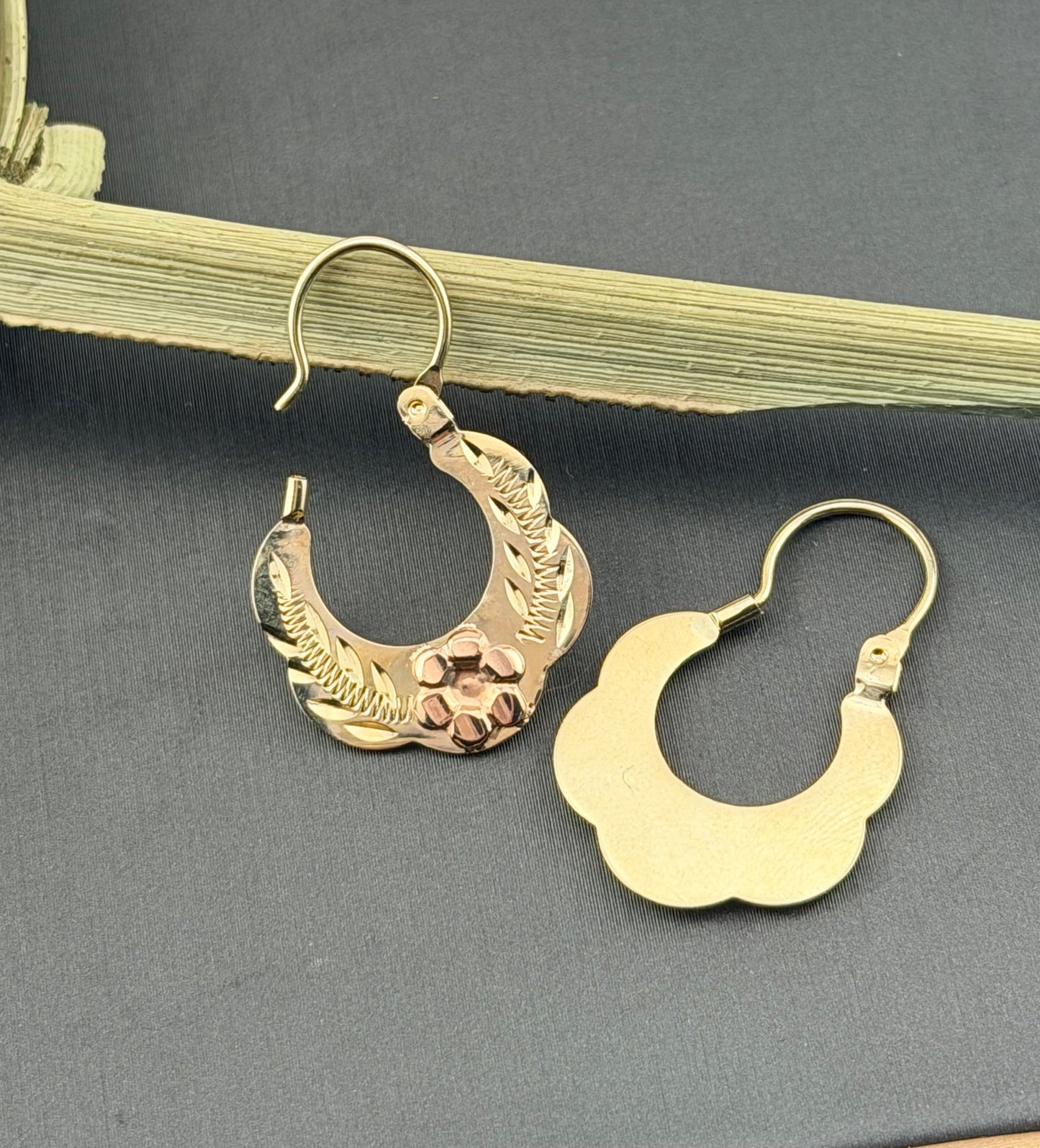 10kt Gold hoop earrings | Basket hoops real gold | Mexican gold jewelry