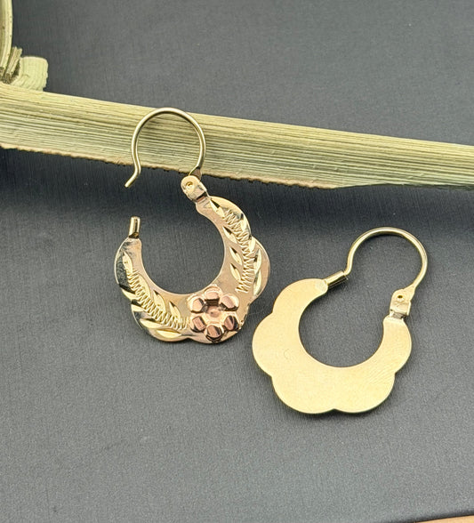 10kt Gold hoop earrings | Basket hoops real gold | Mexican gold jewelry
