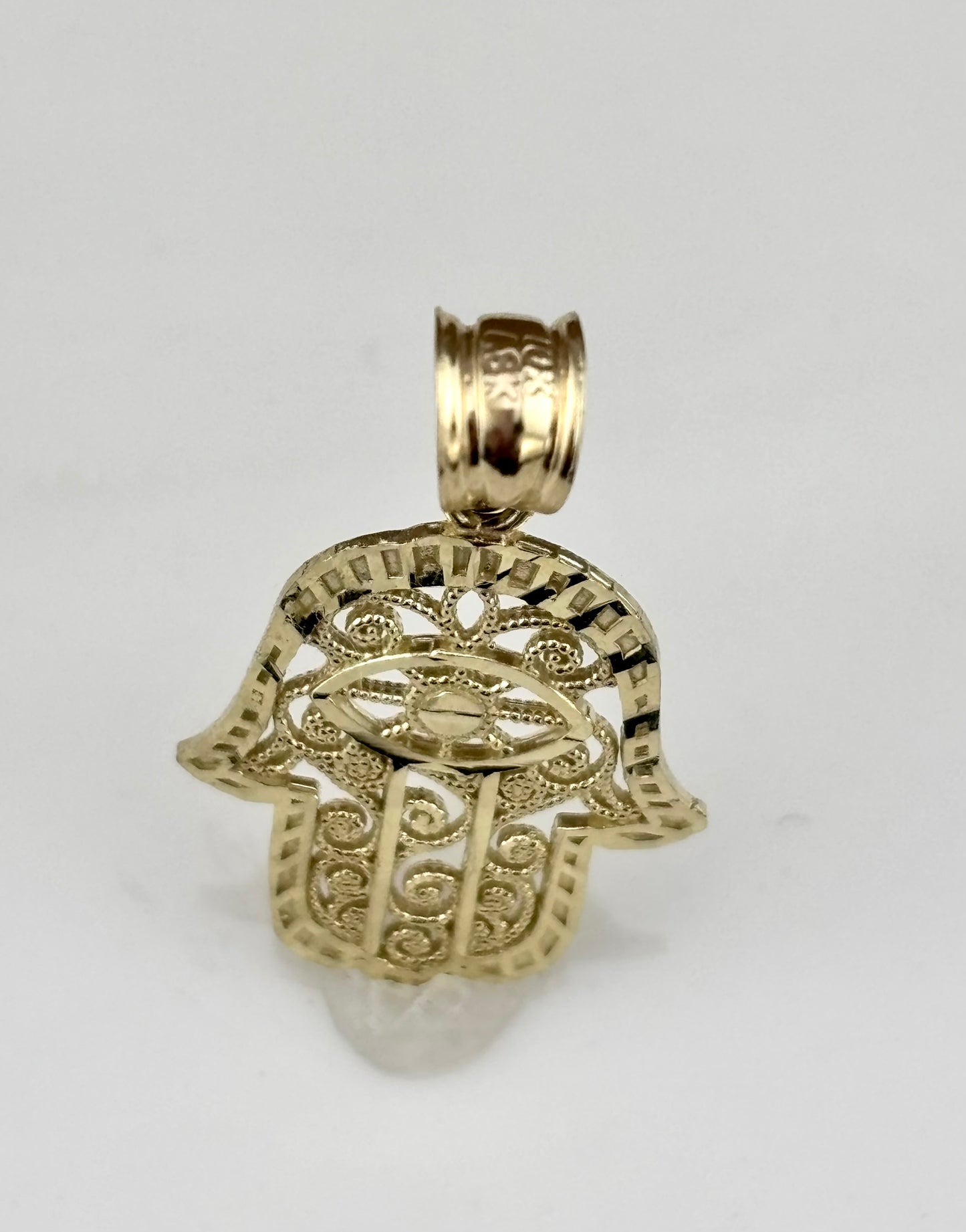 10K Solid Gold Hamsa Pendant | Hand of Fatima Protection Charm