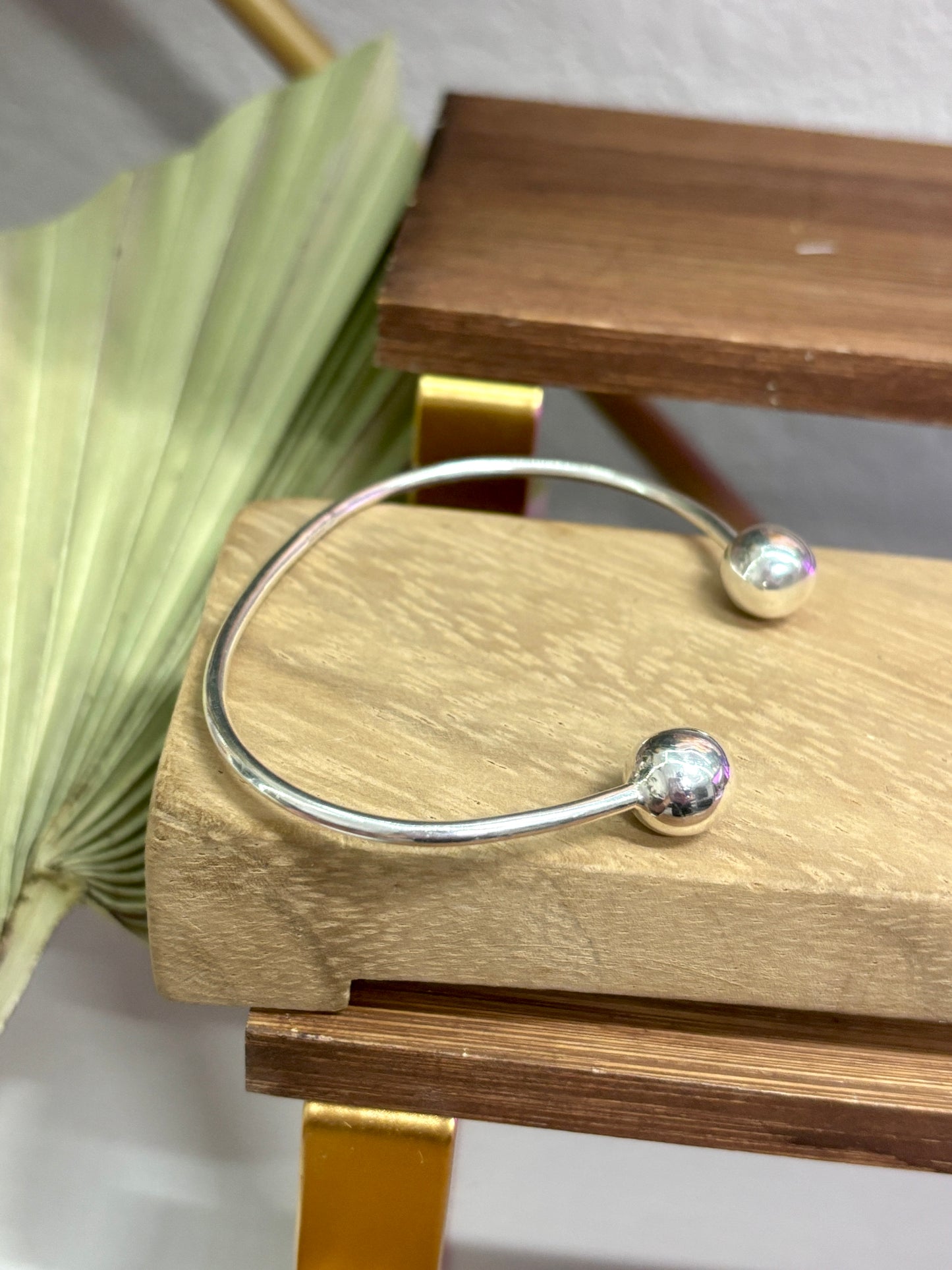 Minimalist Sterling Silver Cuff Bracelet/ ball bracelet  | Handmade 925 Mexican Silver Jewelry | Pulsera brazalete minimalista de plata 925