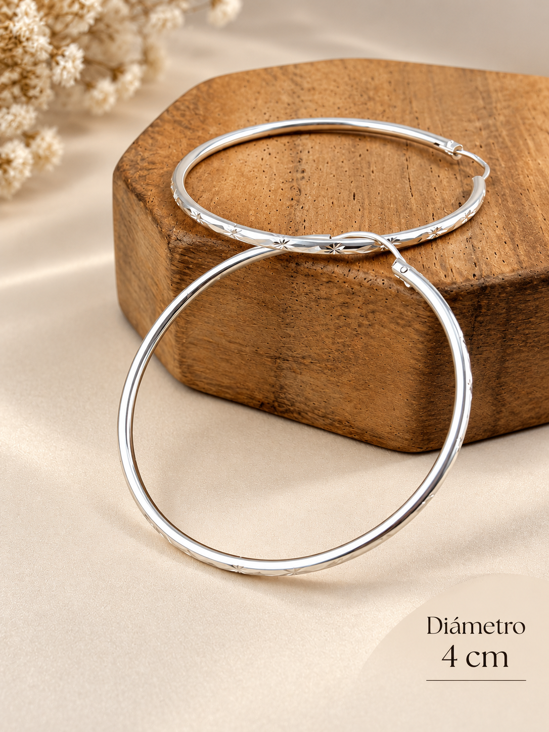 Silver 925 hoop earrings 4 cm