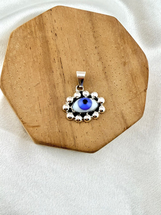 925 Sterling Silver Evil Eye Pendant – Blue Nazar Protection Charm