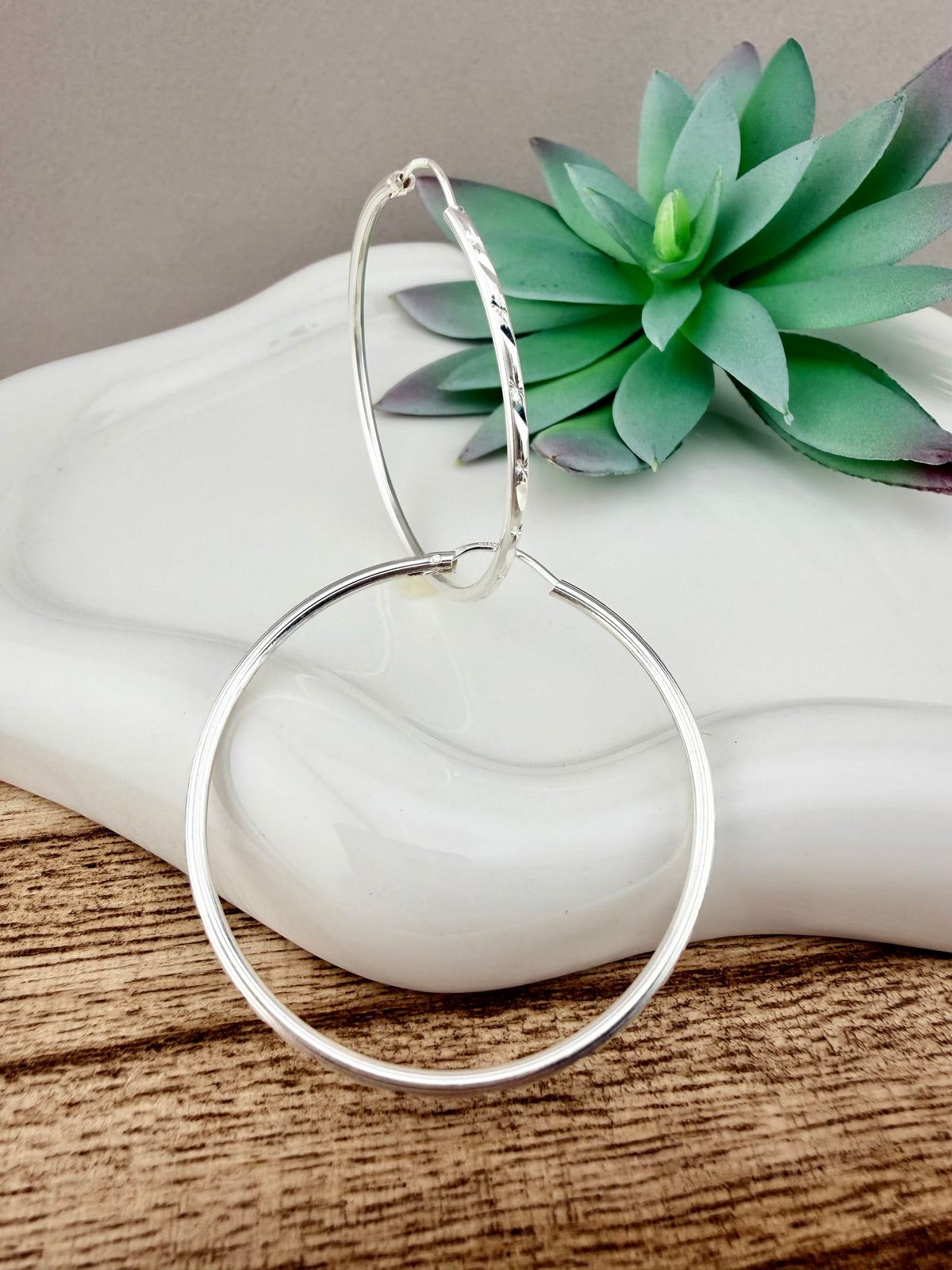 Silver 925 hoop earrings 4 cm