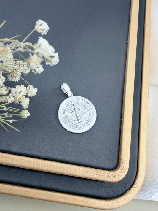Silver 925 St Benedict medal| Catholic pendant | Plata 925 medalla San Benito de Abad