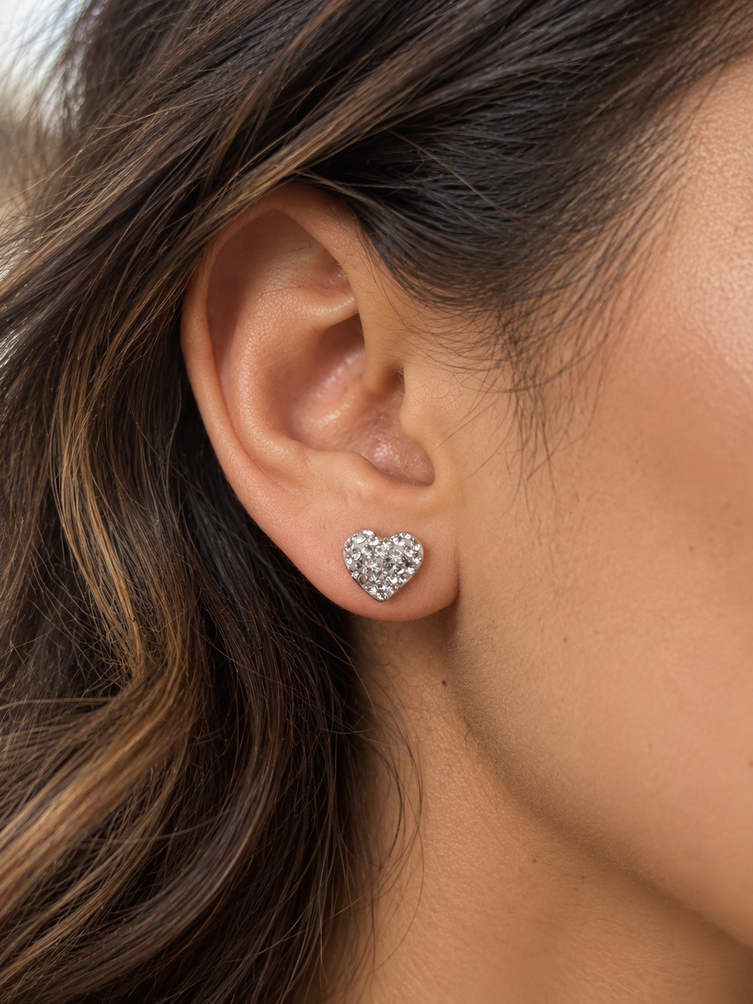 Sterling Silver 925 Sparkling Heart Stud Earrings | CZ Love Earrings