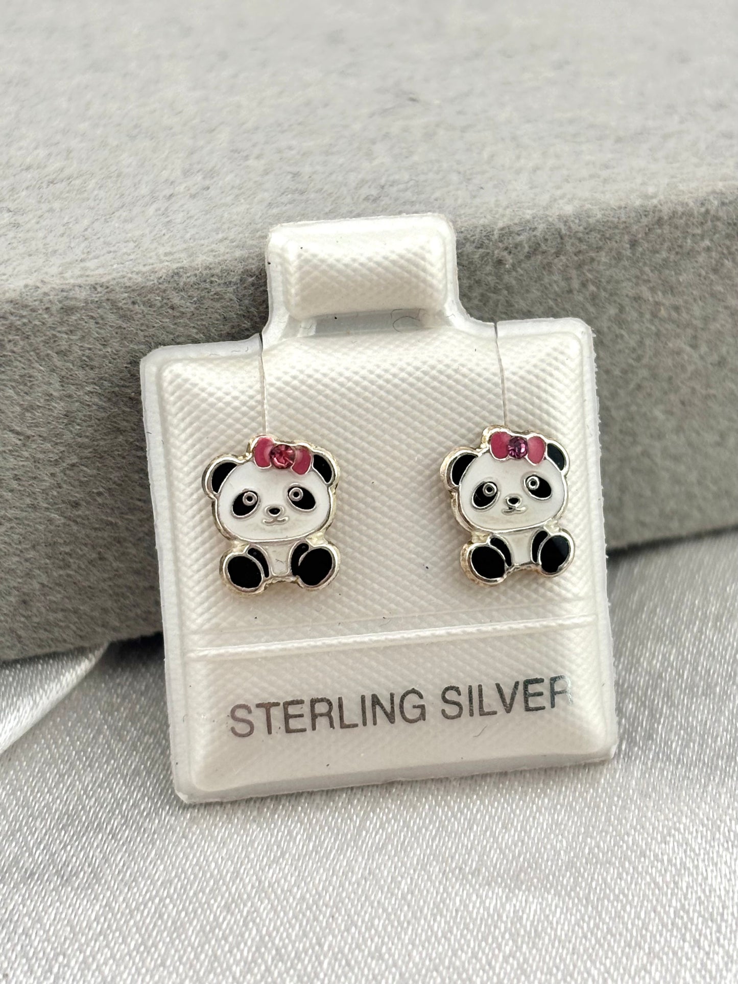 Panda earring silver 925