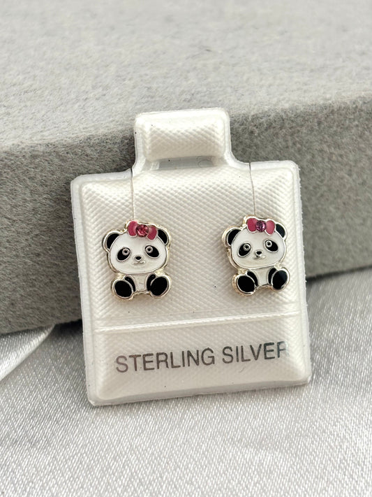 Panda earring silver 925