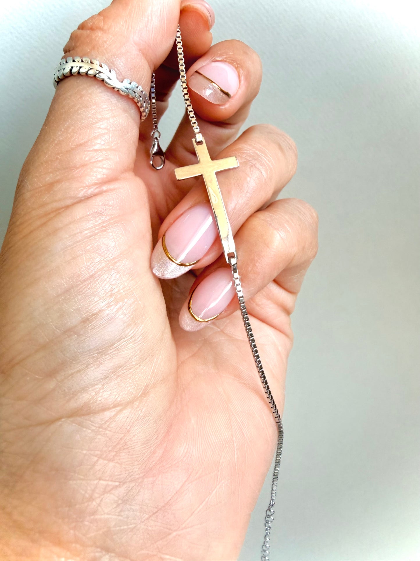 Silver 925 Cross bracelet | Sideways cross bracelet minimalist design