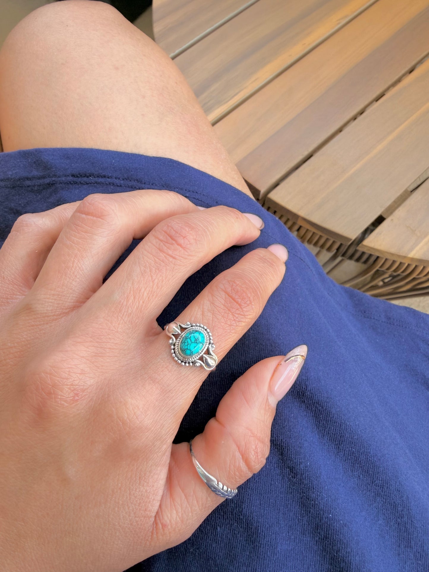 Silver 925 turquoise ring natural stone , meaningful jewelry