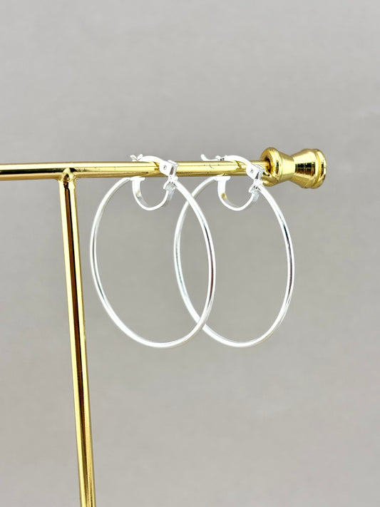 925 silver hoop earrings plain design for everyday wear