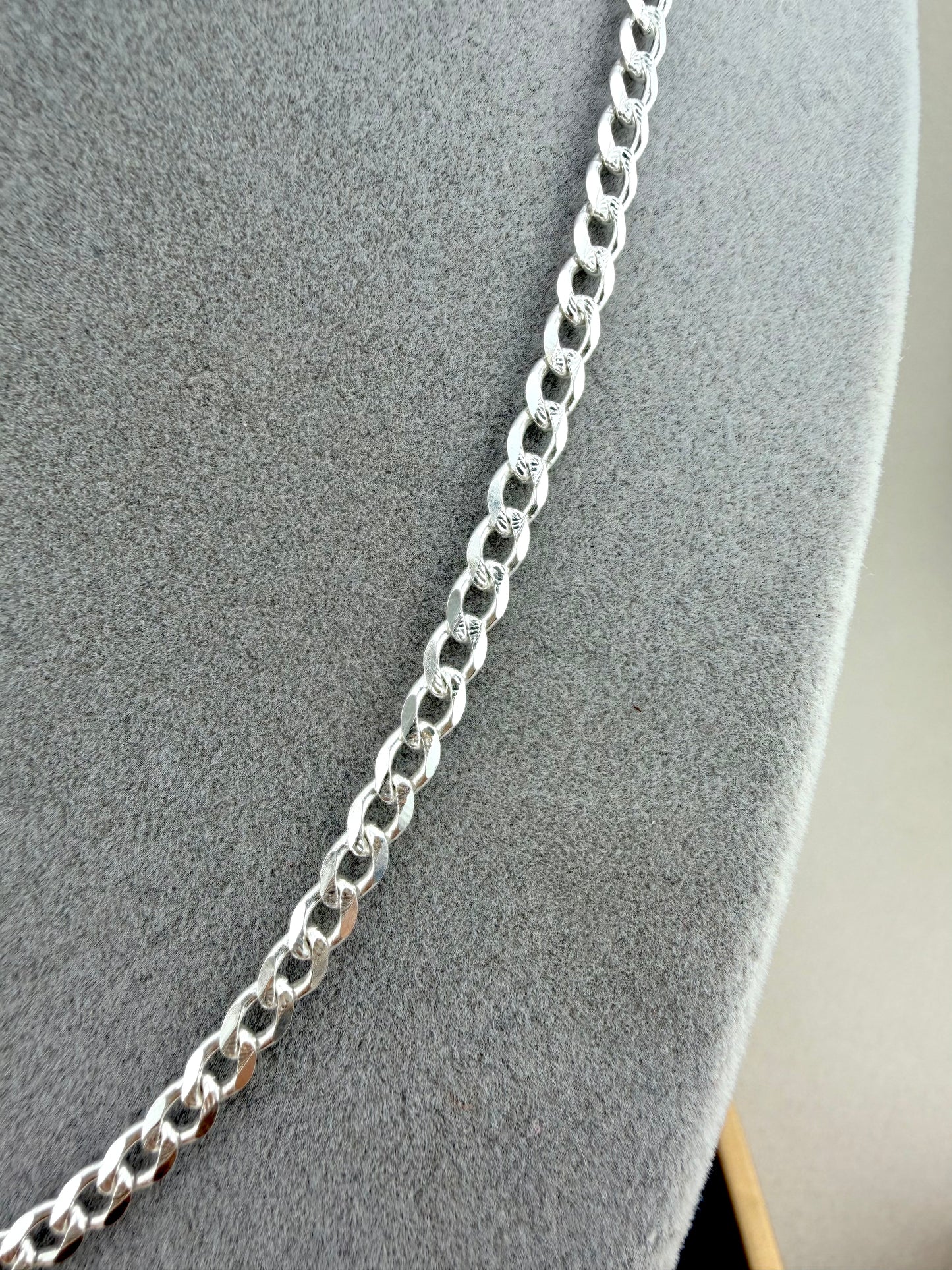 Sterling Silver 925 Cuban Link Necklace Diamond Cut – 20 Inch