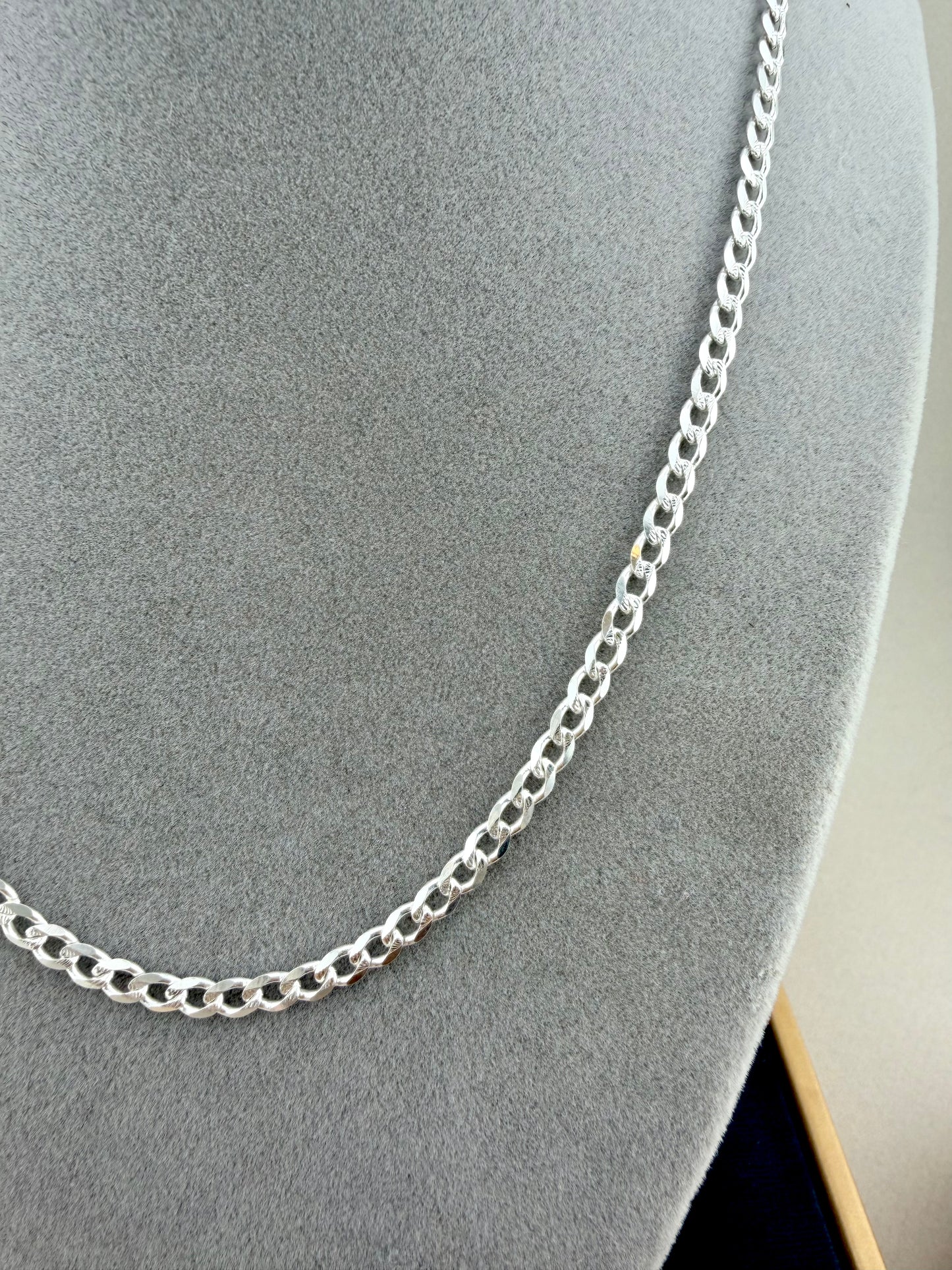 Sterling Silver 925 Cuban Link Necklace Diamond Cut – 20 Inch