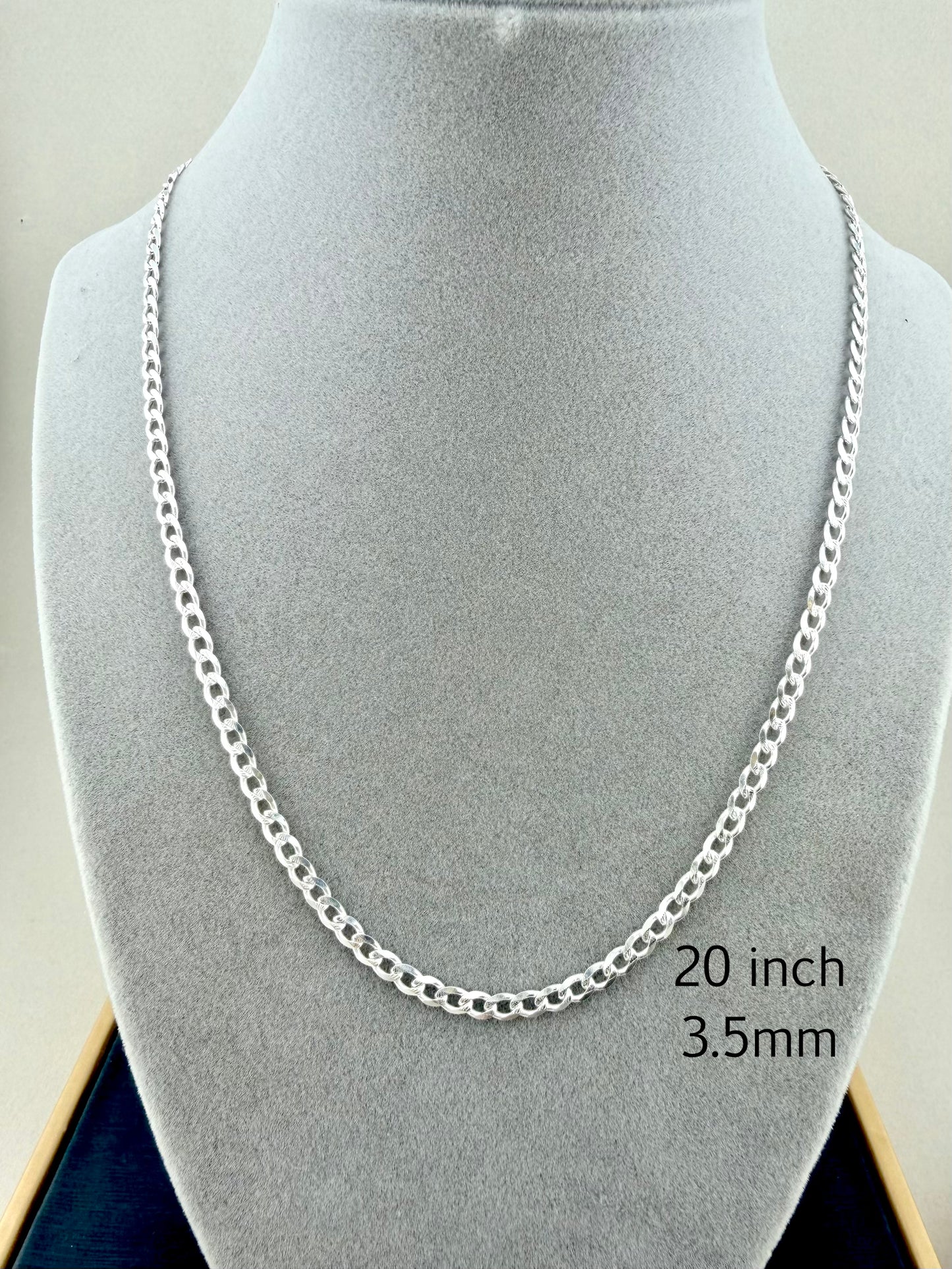 Sterling Silver 925 Cuban Link Necklace Diamond Cut – 20 Inch
