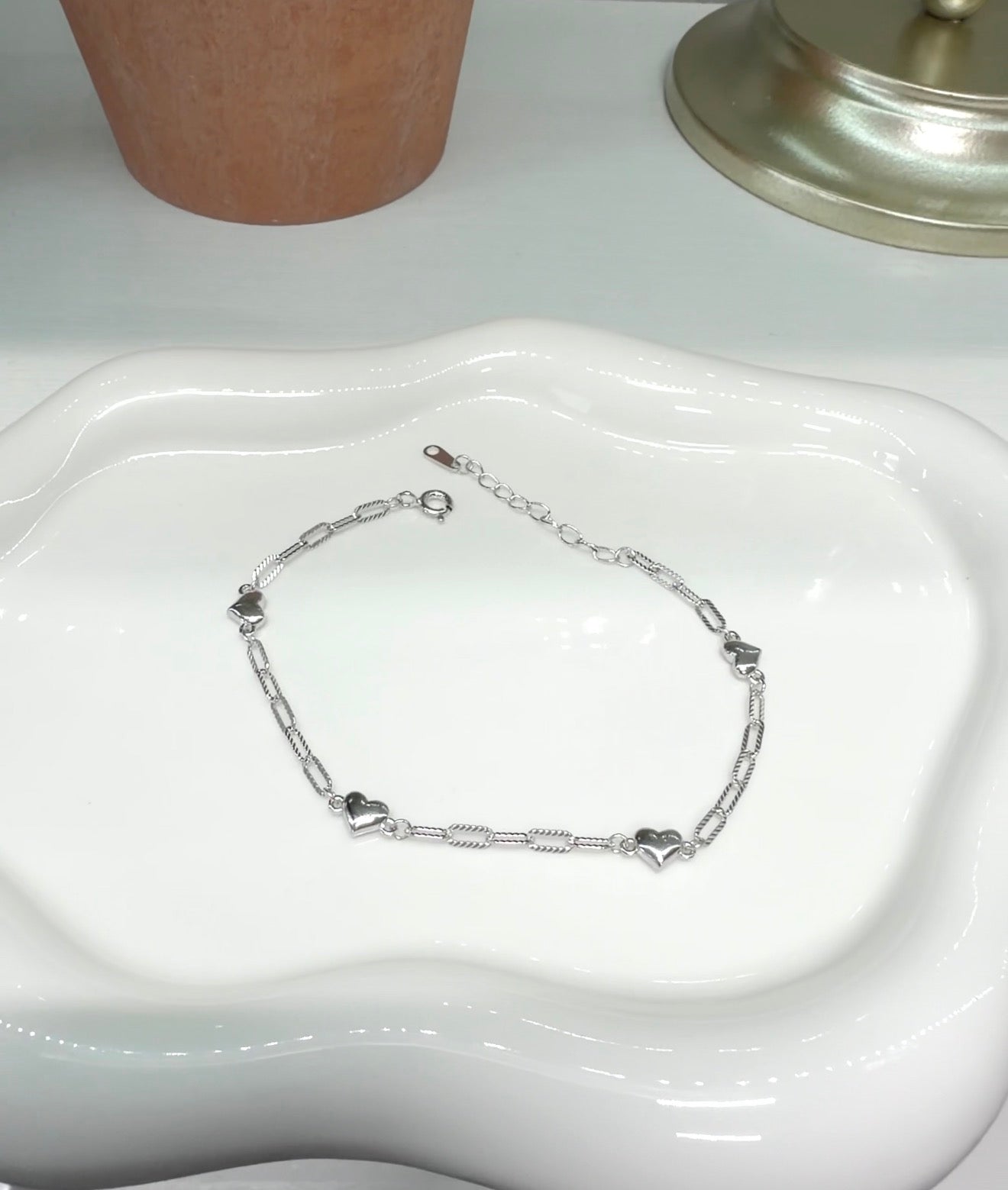 Silver 925 heart link bracelet | Minimalist bracelets
