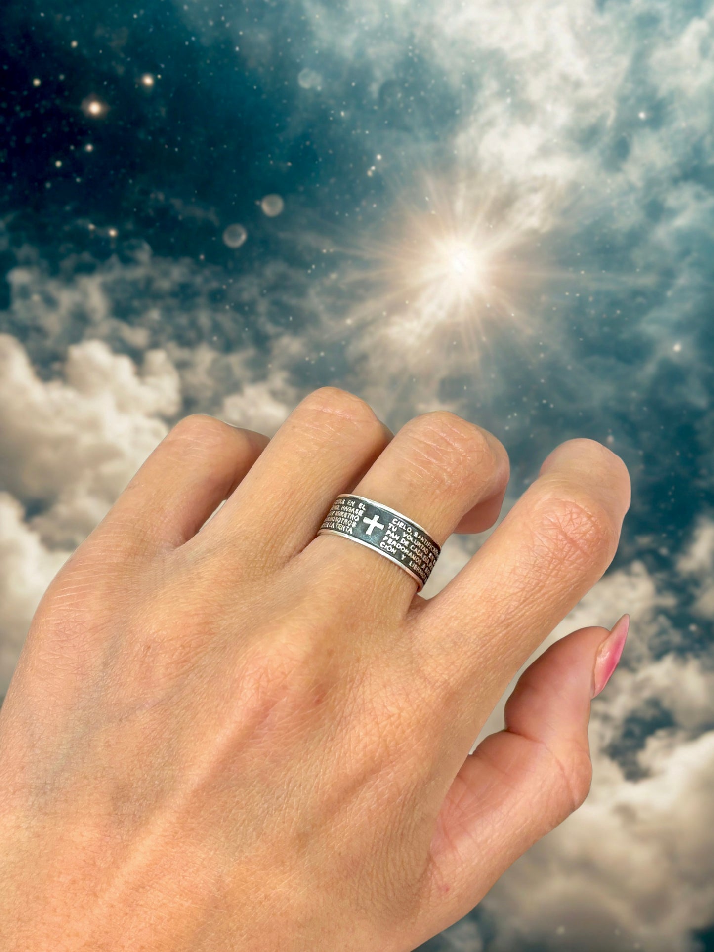 Sterling silver Lord’s Prayer | Anillos de plata 925 del padre nuestro | Silver 925 Unisex band ring