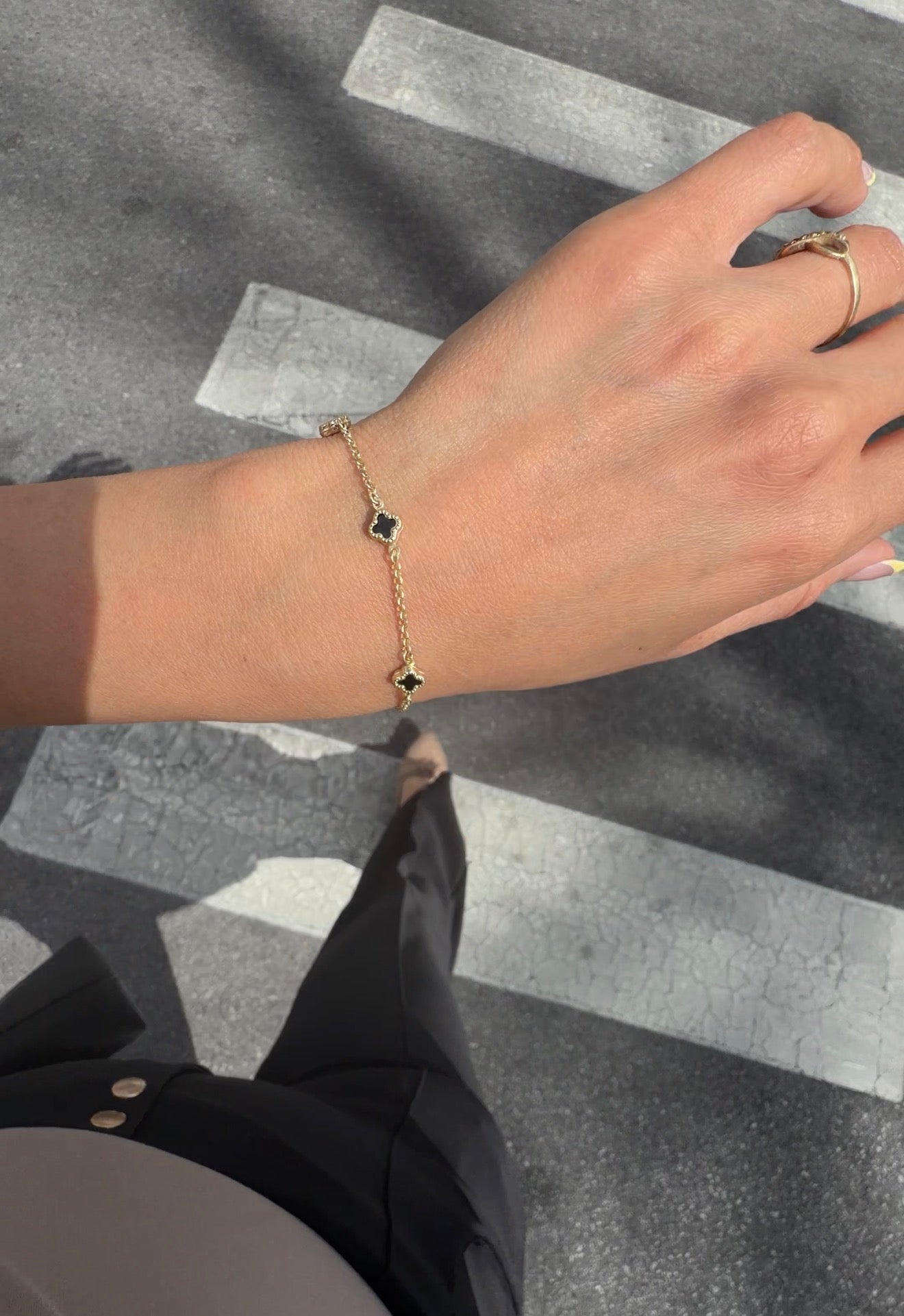 10k Gold flower bracelet , Clovers bracelet , pulseras de Oro 10k