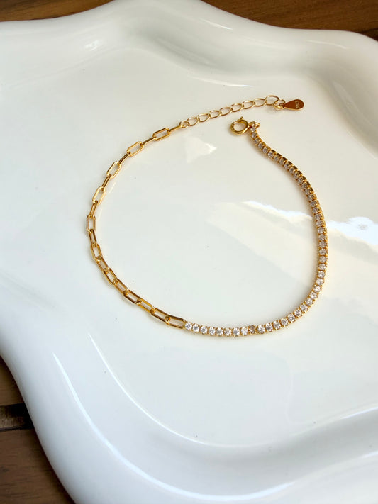 silver 925 Tennis bracelet Gold plated