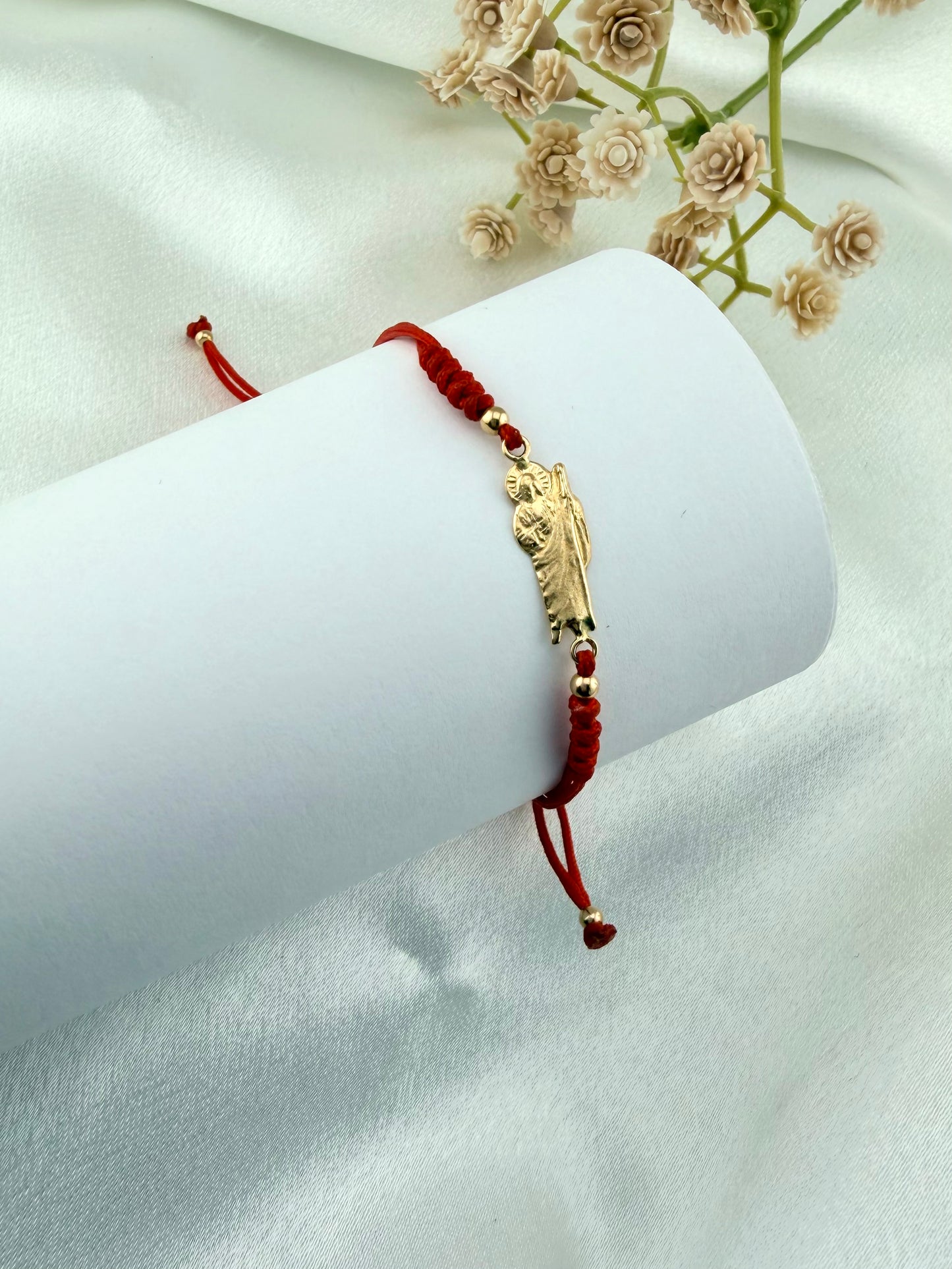14 kt Red cord bracelet Saint Jude | Red bracelet protection bracelet