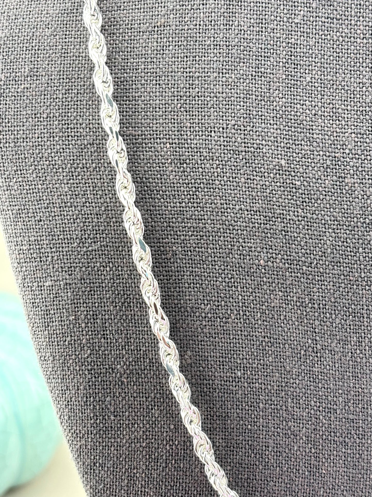 Sterling Silver 925 Rope Chain Necklace 24 Inch, 3.5 mm