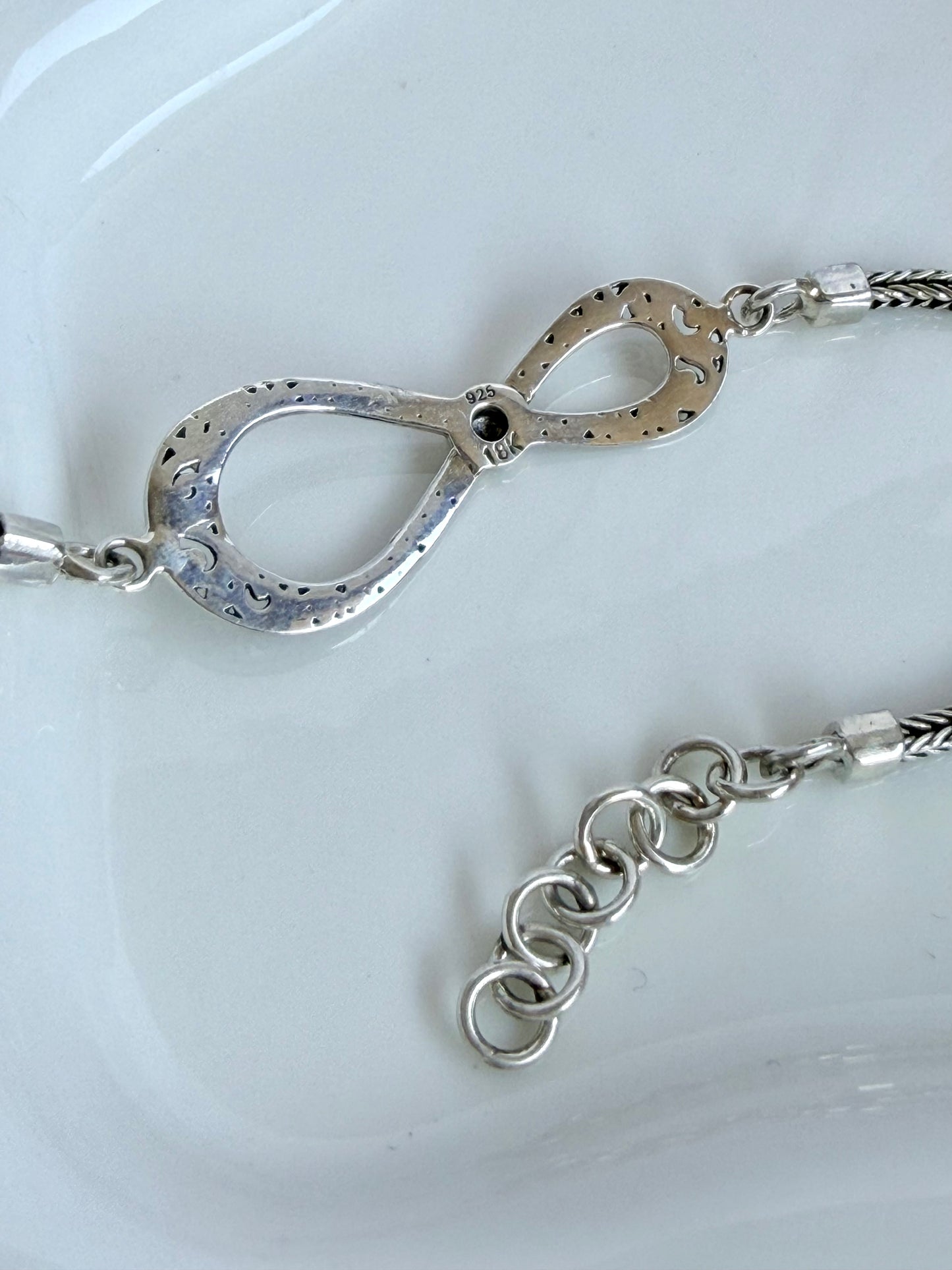 Silver .925 Bali Infinity Bracelet  with gold 18k