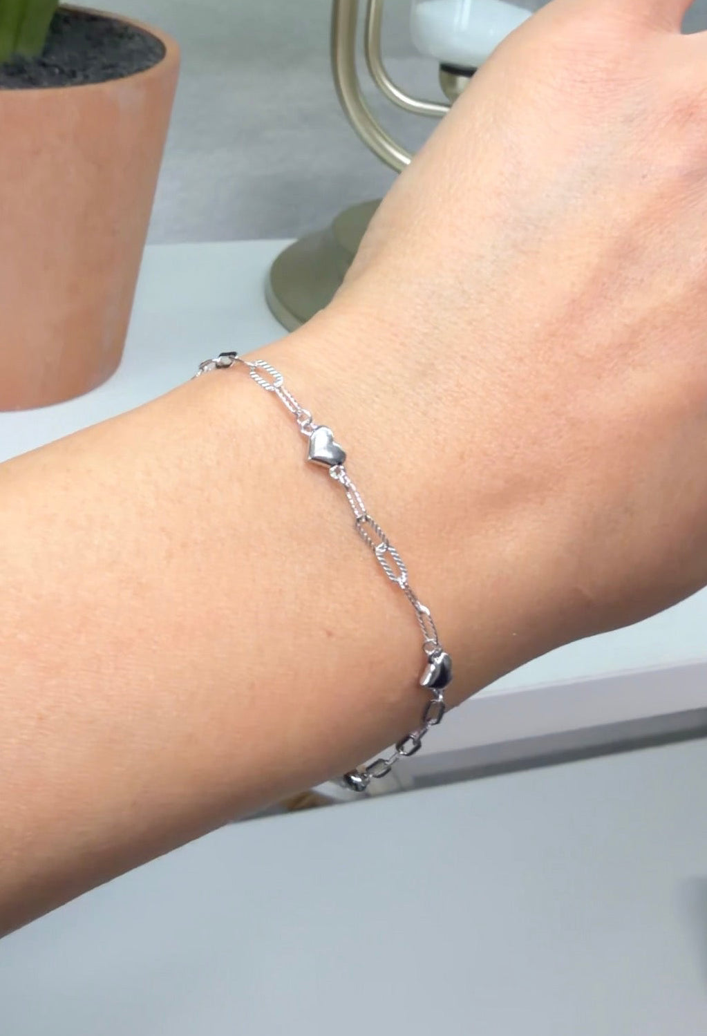 Silver 925 heart link bracelet | Minimalist bracelets
