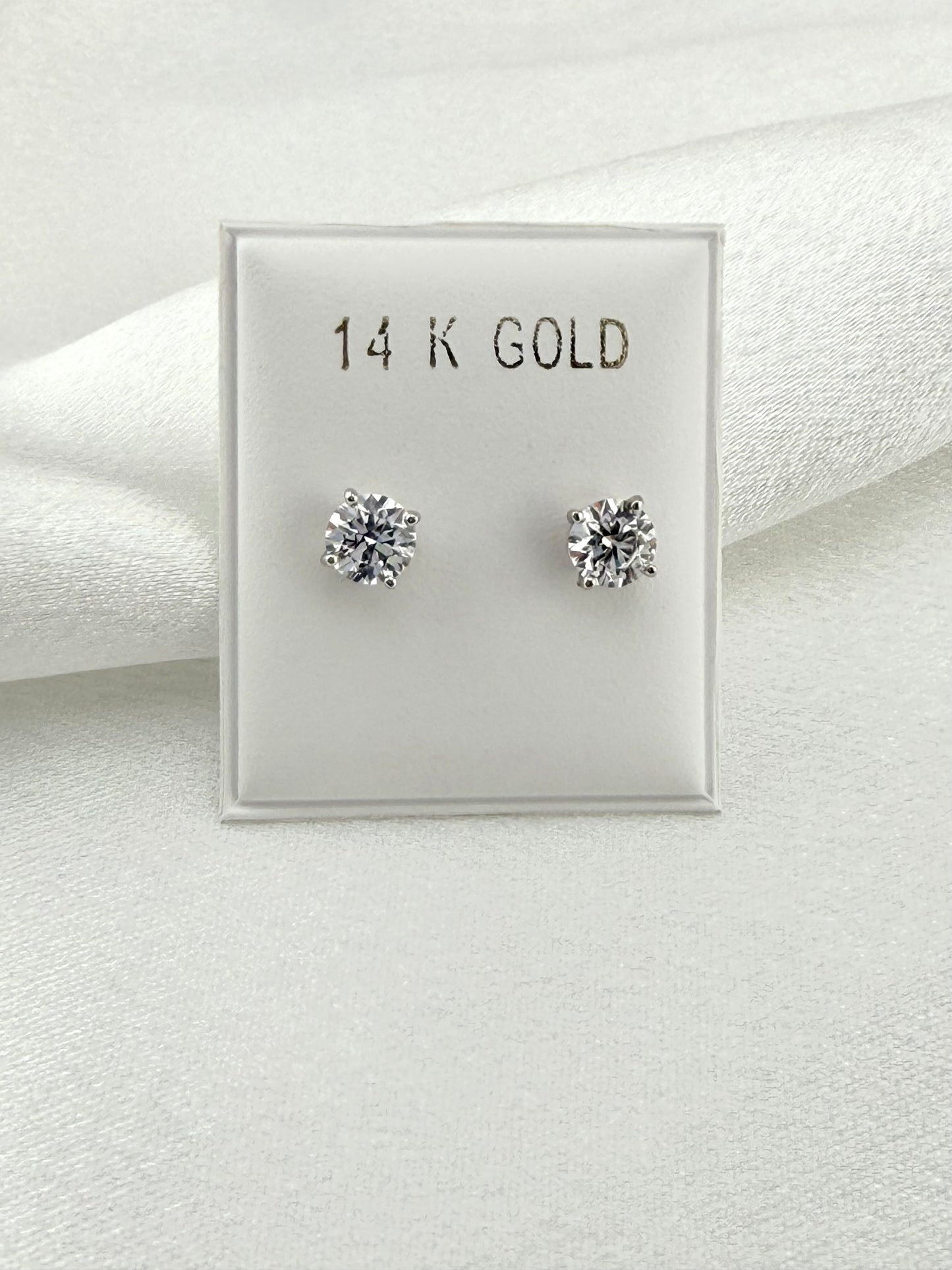 Lab Grown Diamond Stud Earrings 14K White Gold Screw Back – 1.01 CT -5mm Luxury Solitaire Earrings