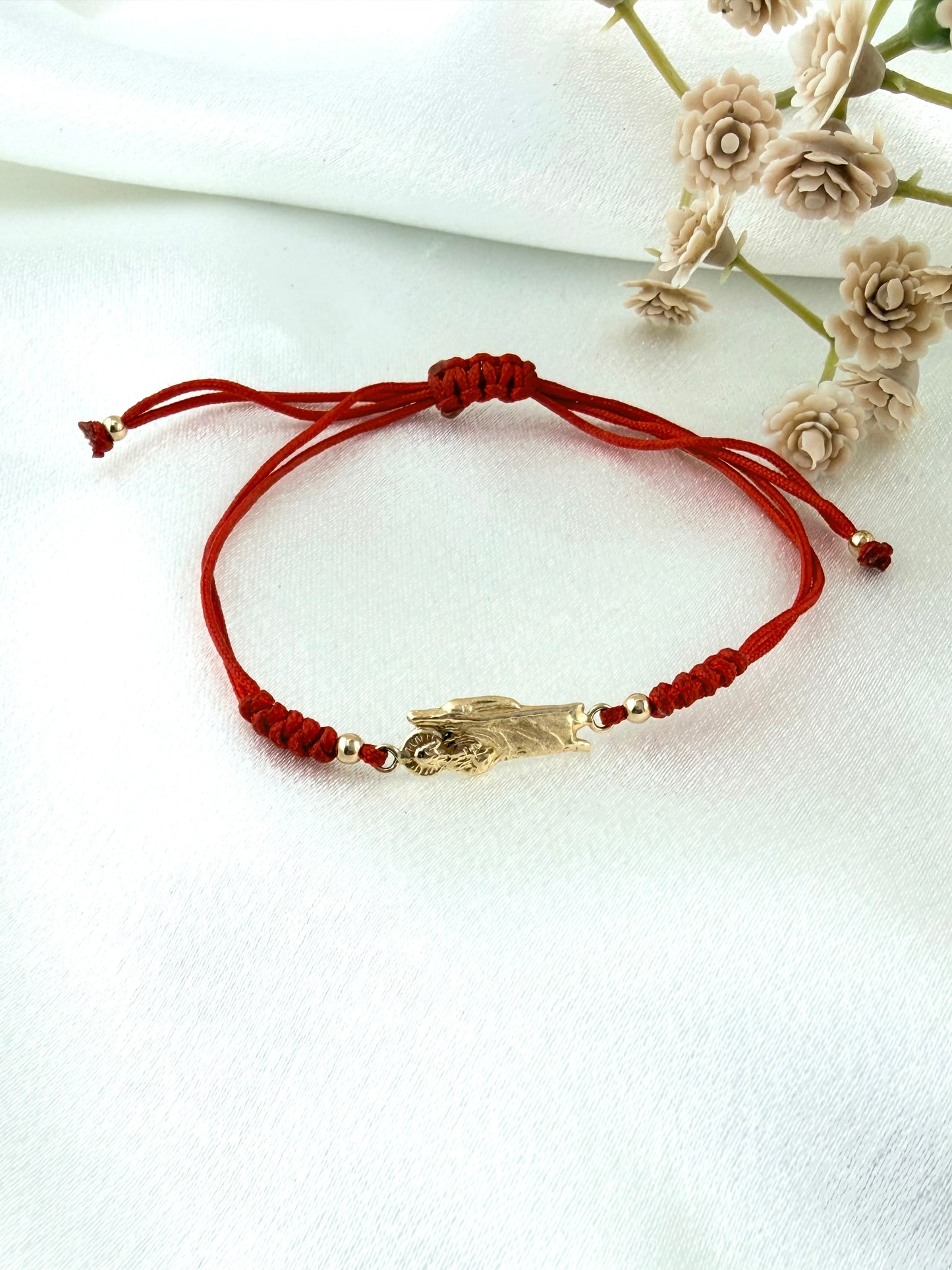 14 kt Red cord bracelet Saint Jude | Red bracelet protection bracelet