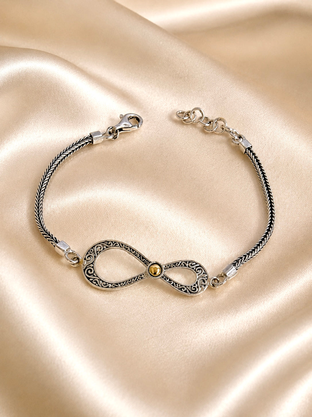 Silver .925 Bali Infinity Bracelet  with gold 18k