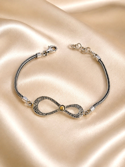 Silver .925 Bali Infinity Bracelet  with gold 18k