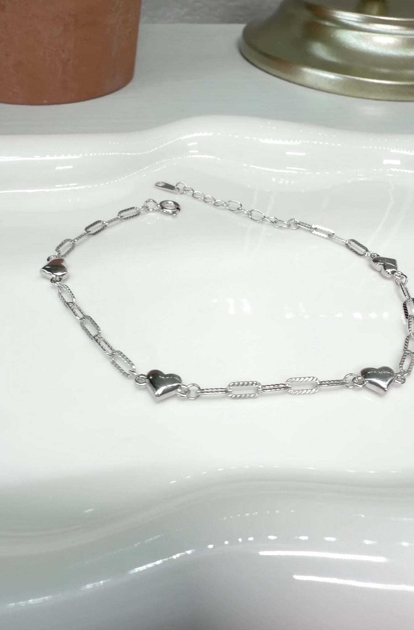 Silver 925 heart link bracelet | Minimalist bracelets