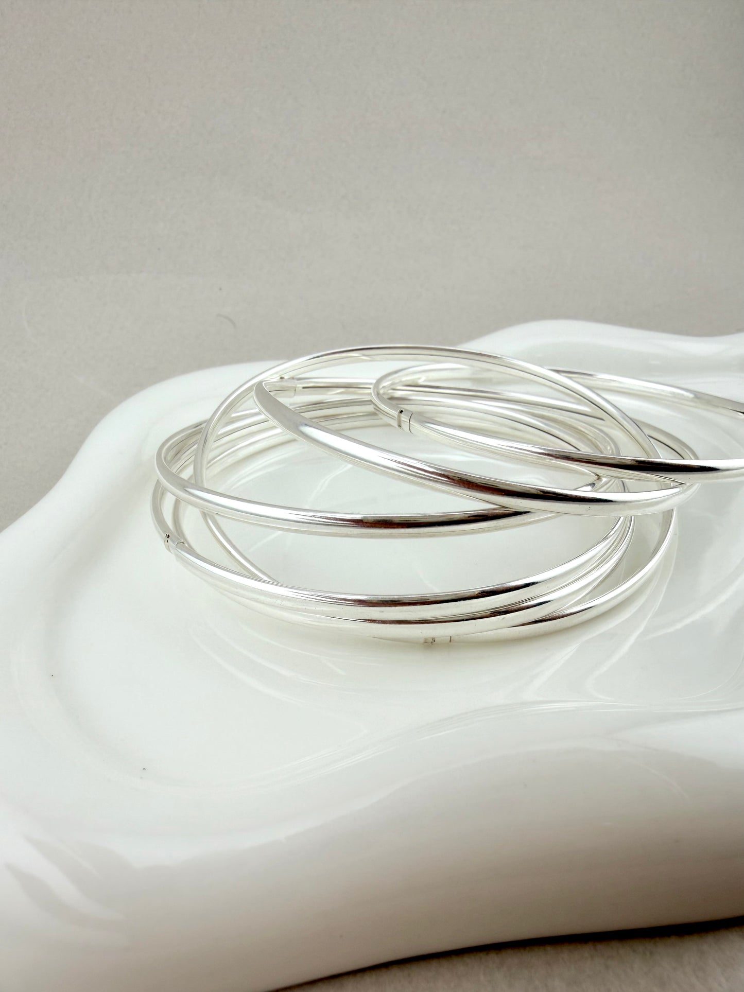 925 Sterling Silver 7 Bangle Bracelet Set for Women | Mexican Semanario Stack Bracelets | 65mm