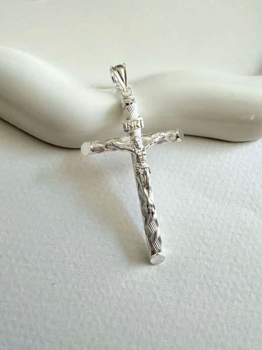 Silver 925 Crucifix cross pendant | Diamond cut |  Crucifijo diamantado