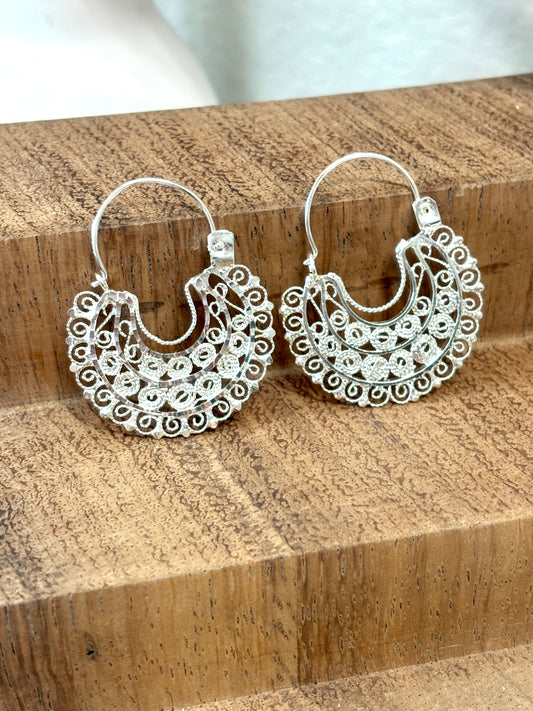 Jerezana Hoop Earrings 925 Silver | Arracadas Jerezanas Plata 925 – Mexican hoops Sterling silver | Tradición Mexicana Hecha a Mano
