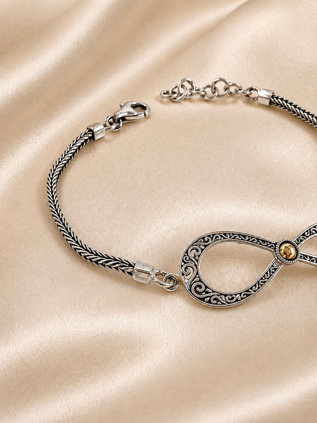 Silver .925 Bali Infinity Bracelet  with gold 18k