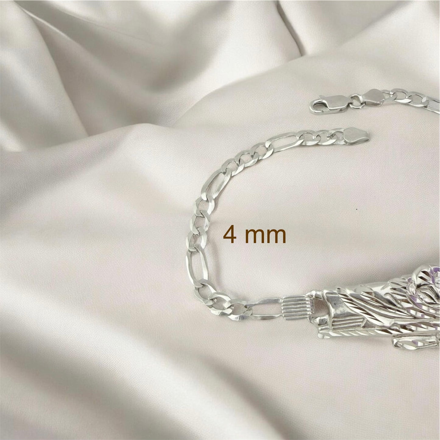 Silver 925 St Jude bracelet 8” | Sterling silver figaro bracelet