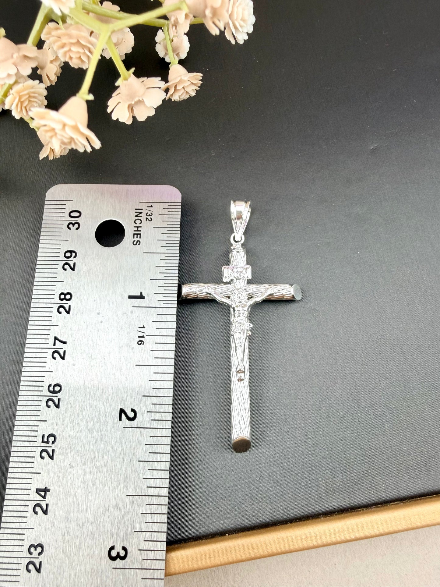 Sterling Silver 925 Crucifix Pendant – Jesus Cross Necklace Charm, Catholic Faith Jewelry, Religious Gift