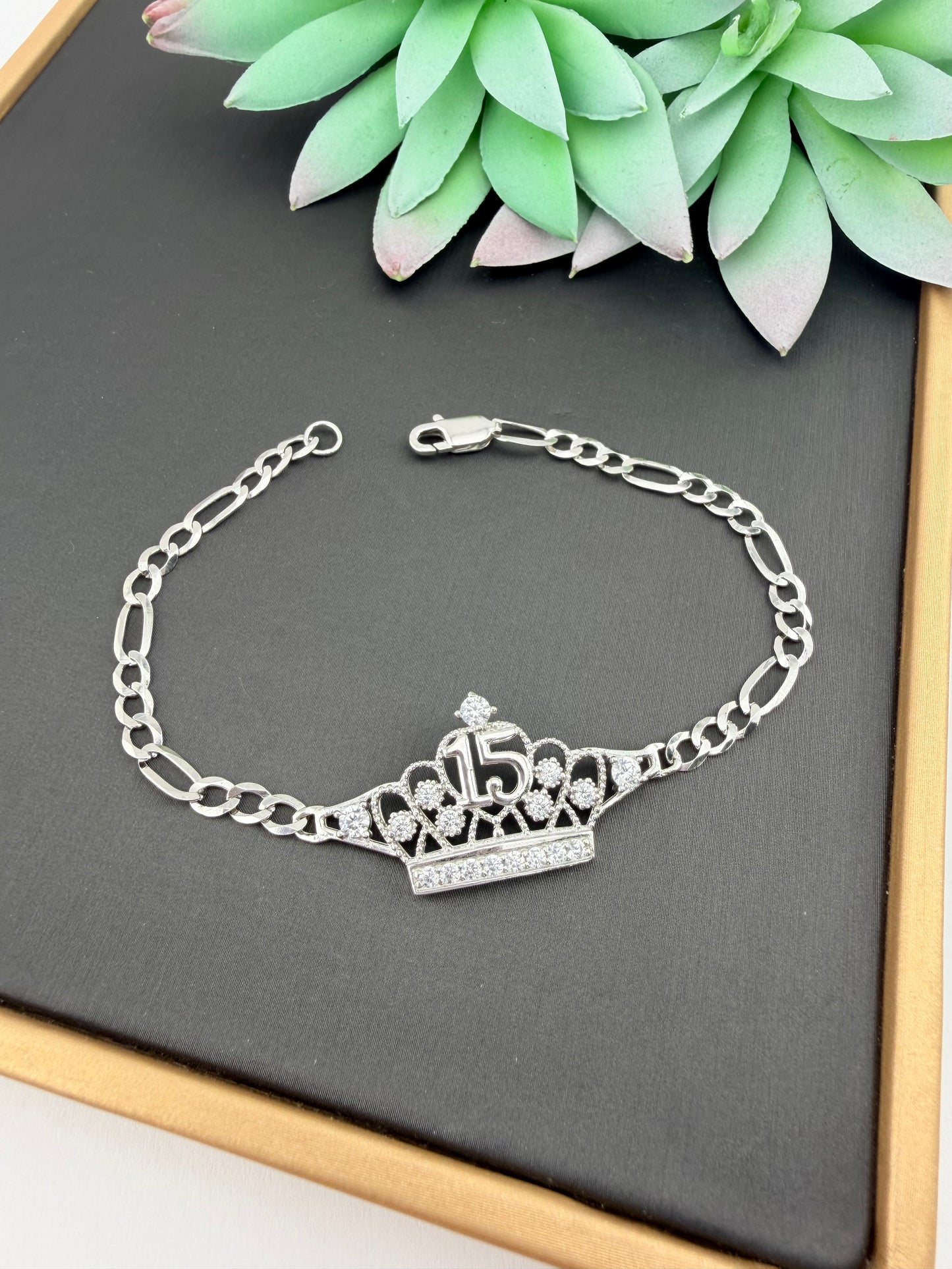 Silver 925 Quinceañera bracelet | Tiara bracelet sweet 15