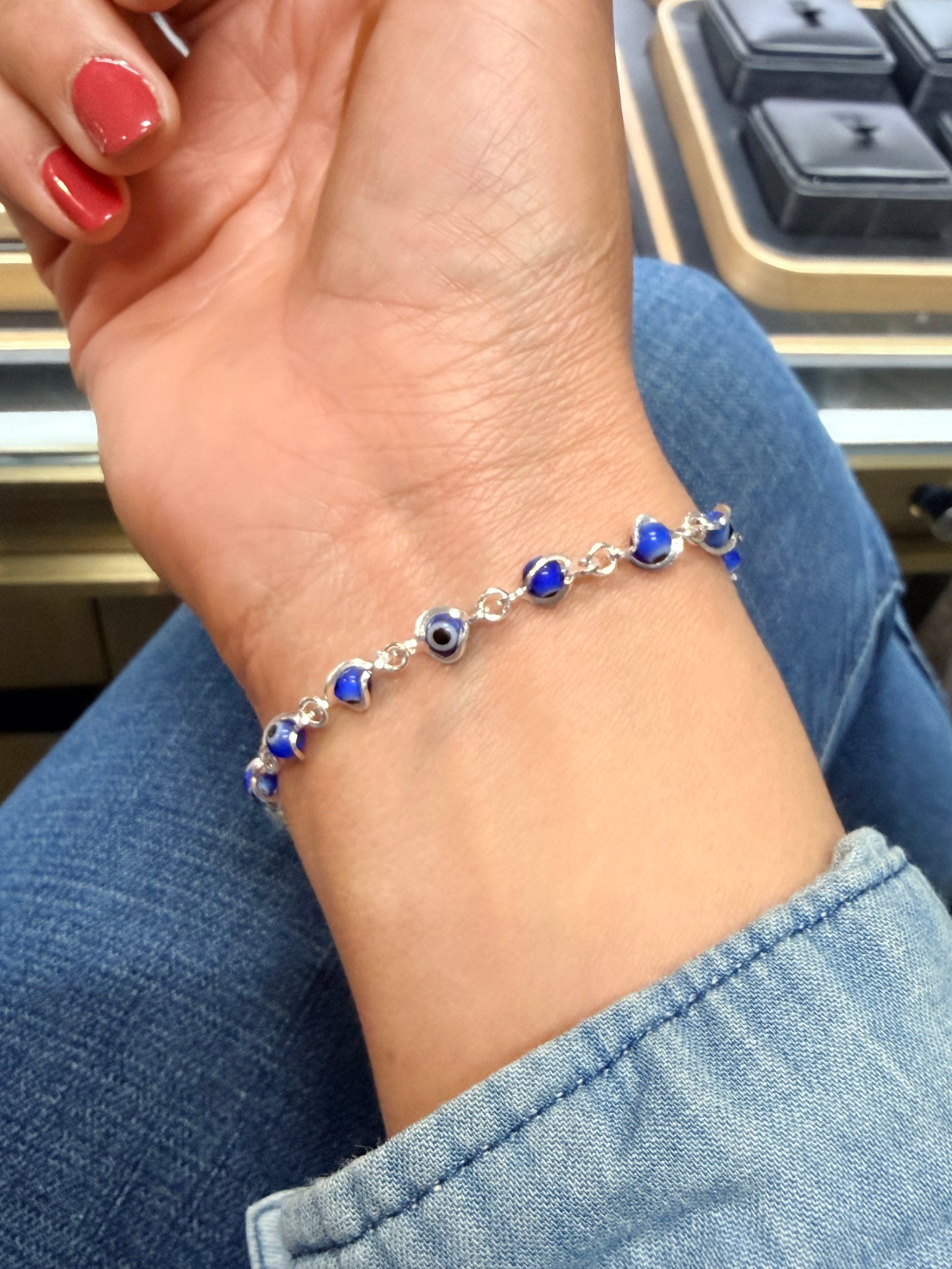 Silver 925 evil eye charms bracelet | blue eye | pulsera de plata 925 ojo turco