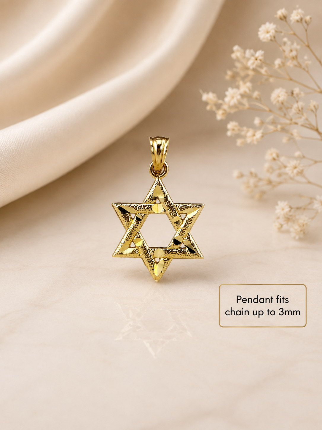 10K Solid Gold Star of David Pendant | Jewish Star Charm