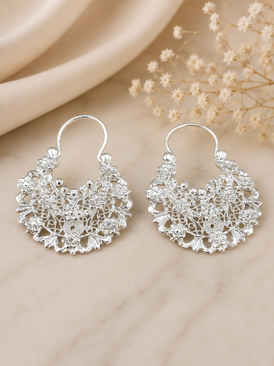 Jerezanas hoop Earrings 925 Sterling Silver | Handcrafted Mexican Earrings
