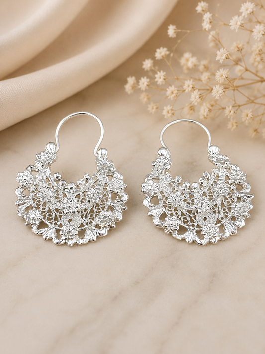 Jerezanas hoop Earrings 925 Sterling Silver | Handcrafted Mexican Earrings