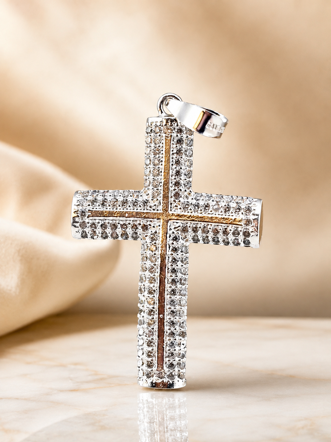 925 Sterling Silver Cross Pendant with Zirconia Stones – Sparkling Faith Jewelry