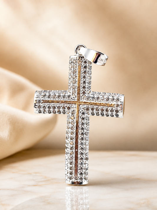 925 Sterling Silver Cross Pendant with Zirconia Stones – Sparkling Faith Jewelry