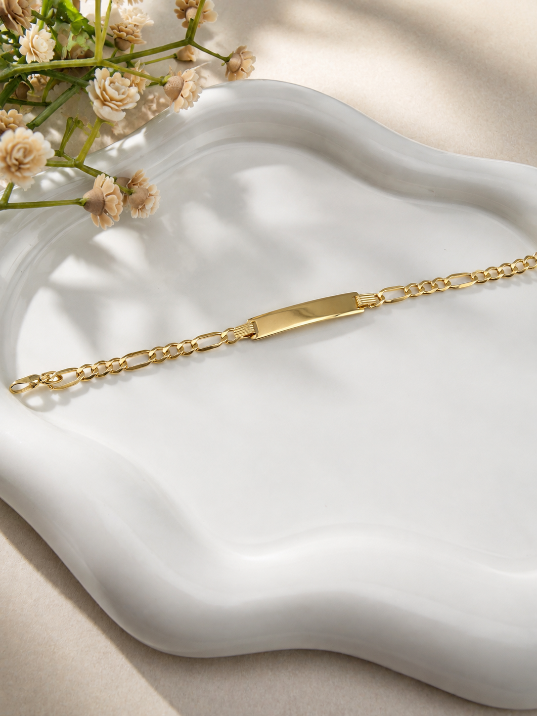 10K Solid Gold ID Bracelet for Kids | Figaro bracelet gold 10k